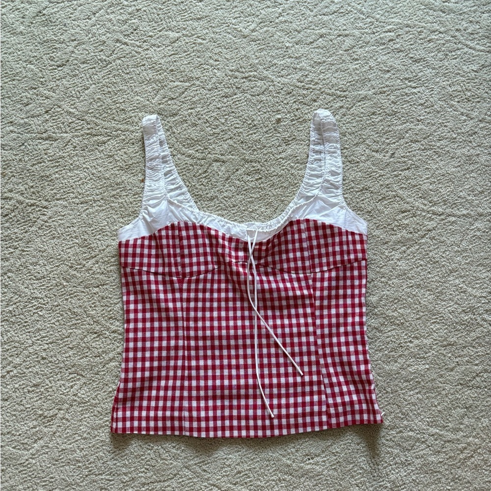Elodie Red and White Gingham Crop Top